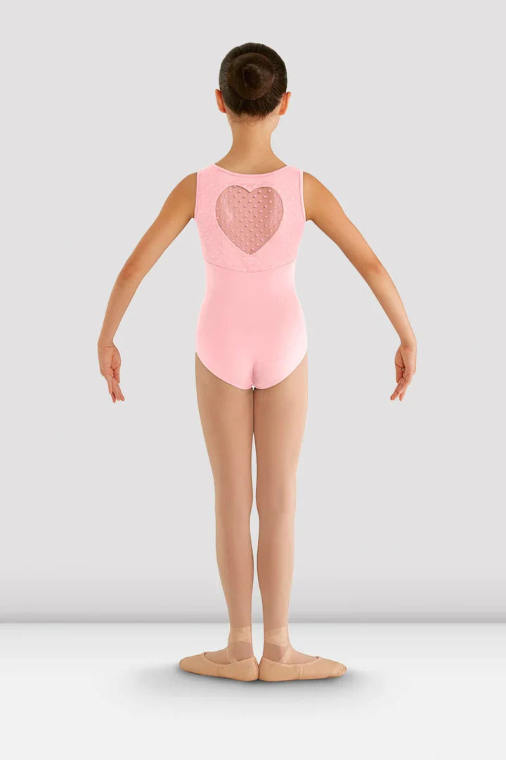 Girls Miame Heart Mesh Leotard (Candy Pink)