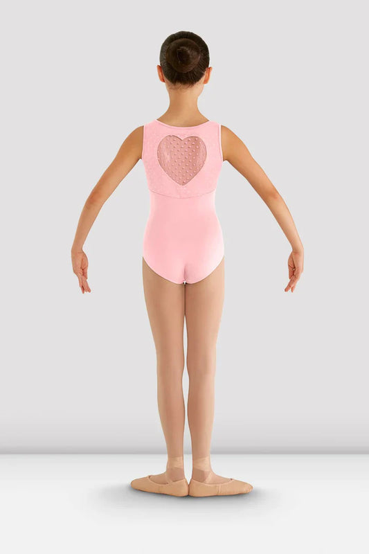 Girls Miame Heart Mesh Leotard (Candy Pink)