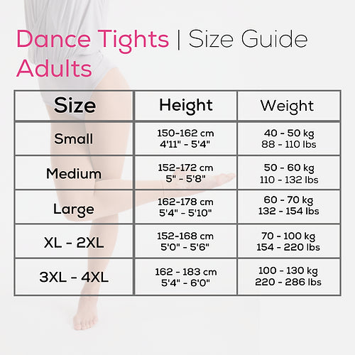 Adult Shimmer Dance Tights Light Toast Footed (Variety of colors)